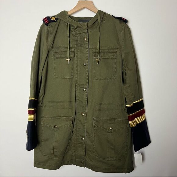 Blank NYC Women’s Military Contrast Cuff Zip Hooded Jacket - Picture 3 of 15